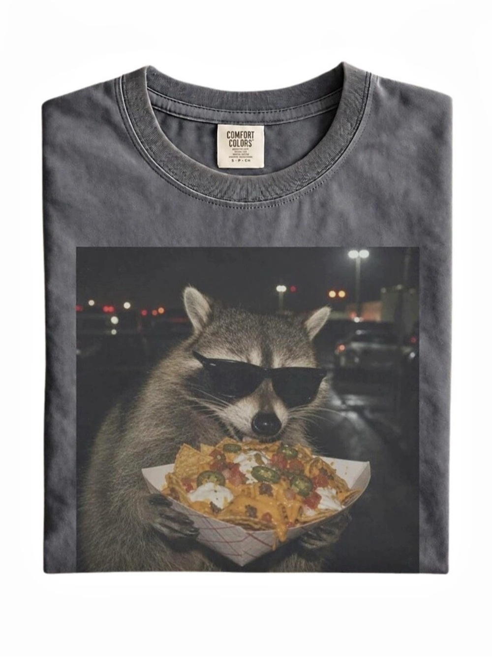 Comfort Colors Raccoon Graphic Tee in Pepper, Gift For Her, For Him
